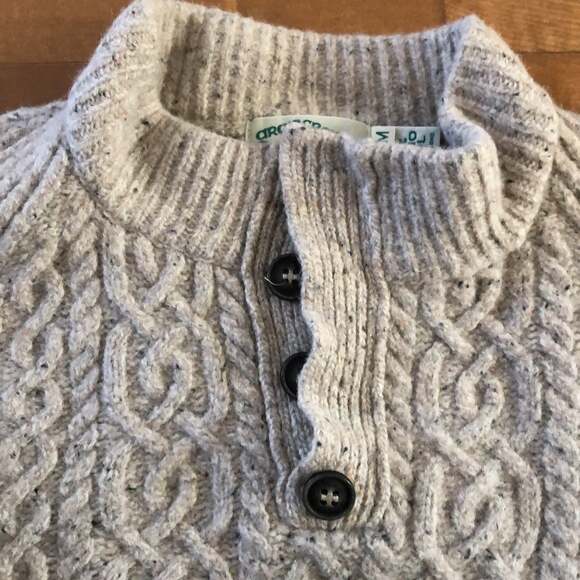 Aran Crafts Irish cable crewneck with 4 front buttons & pockets size XS - Picture 7 of 11